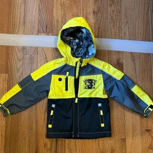 London fog yellow and gray fleece lined raincoat